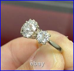 3.02ct ttw Certified Old Mine Cut Diamond Vintage Style Three Stone Ring