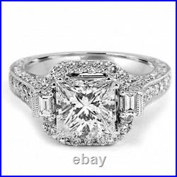 3.14Ct Princess Cut Lab-Created Diamond Old European Style Vintage Art Deco Ring