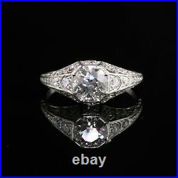 3.31 Carat Round Cut Lab-Created Diamond Old European Style Vintage Antique Ring
