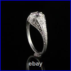3.31 Carat Round Cut Lab-Created Diamond Old European Style Vintage Antique Ring