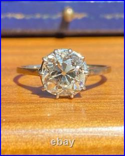 3 CTW Old European Cut Round Moissanite Solitaire Vintage Style Engagement Ring