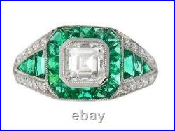 3 Ct Asscher Cut Lab-Created Diamond Attractive Old European Style Vintage Rings