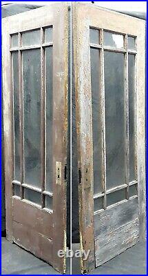 31.5x80 Antique Vintage Old Mission Style Exterior Entry Door Window Glass