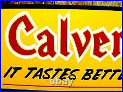 36 Vintage Hand Painted Old Style Calvert Whiskey Owl Sign Bar Liquor Gas Oil