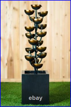 38 H Zinc Metal Fountain Multi-Level Cups Tiered Water Fountain Outdoor Decor