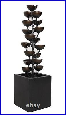 38 H Zinc Metal Fountain Multi-Level Cups Tiered Water Fountain Outdoor Decor