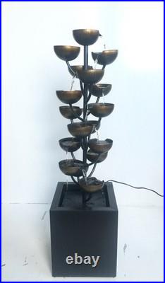 38 H Zinc Metal Fountain Multi-Level Cups Tiered Water Fountain Outdoor Decor