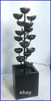 38 H Zinc Metal Fountain Multi-Level Cups Tiered Water Fountain Outdoor Decor
