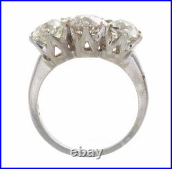 3ct Certified Old European Cut Diamond Vintage Style Three Stone Ring