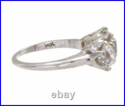 3ct Certified Old European Cut Diamond Vintage Style Three Stone Ring