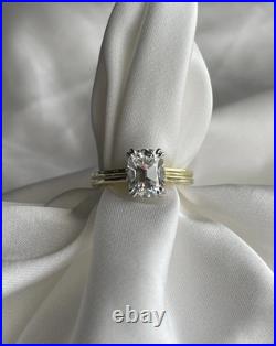 3ct Old Mine Cut Moissanite Stone Vintage Style Ring, Sz 6.5, Yellow Gold Plated