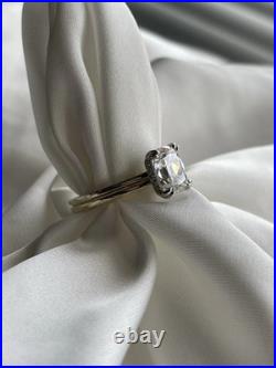 3ct Old Mine Cut Moissanite Stone Vintage Style Ring, Sz 6.5, Yellow Gold Plated
