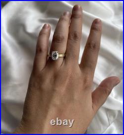 3ct Old Mine Cut Moissanite Stone Vintage Style Ring, Sz 6.5, Yellow Gold Plated