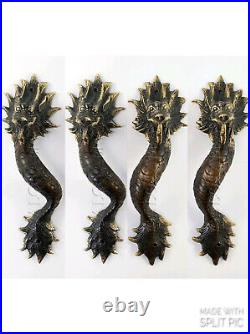4 Dragon door pull 30 cm aged brass vintage old style house handle 12 4 Dragon door pull 30 cm aged brass vintage old style house handle 12