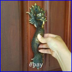 4 Dragon door pull 30 cm aged brass vintage old style house handle 12 4 Dragon door pull 30 cm aged brass vintage old style house handle 12