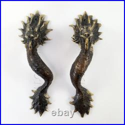 4 Dragon door pull 30 cm aged brass vintage old style house handle 12 4 Dragon door pull 30 cm aged brass vintage old style house handle 12