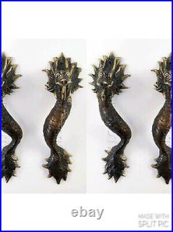 4 Dragon door pull 30 cm aged brass vintage old style house handle 12 4 Dragon door pull 30 cm aged brass vintage old style house handle 12