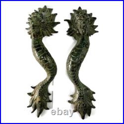 4 Dragon door pull 30 cm aged brass vintage old style house handle 12 4 Dragon door pull 30 cm aged brass vintage old style house handle 12