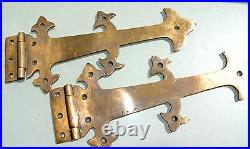4 Large hinges vintage aged old style solid Brass DOOR box heavy 11 gate B
