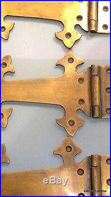 4 Large hinges vintage aged old style solid Brass DOOR box old look heavy 11 B