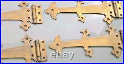4 Large hinges vintage aged old style solid Brass DOOR box restore heavy 26 cm B