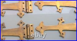 4 Large hinges vintage aged old style solid Brass DOOR box restore heavy 26 cm B