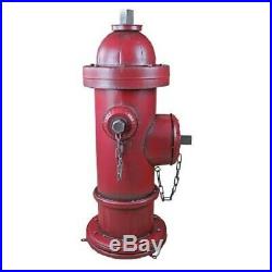 41 Old School Vintage Style Fire Hydrant Statue Red Metal 3 Nozzle New