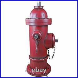 41 Old School Vintage Style Firefighter Red Metal 3 Nozzle Fire Hydrant Statue