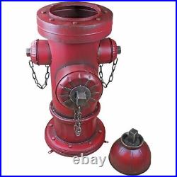 41 Old School Vintage Style Firefighter Red Metal 3 Nozzle Fire Hydrant Statue