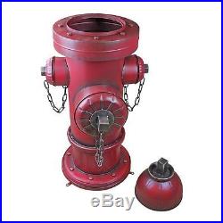 41 Old School Vintage Style Firefighter Red Metal 3 Nozzle Fire Hydrant Statue