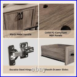 48 Bathroom Vanity With Double Sink Drawer Cabinet Glass Basin No Mirror Faucet