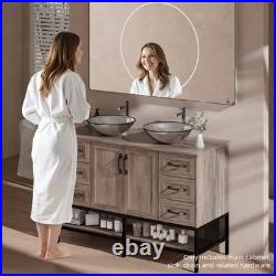48 Bathroom Vanity with Tempered Glass Sink Open Shelves and 6 Storage Drawers