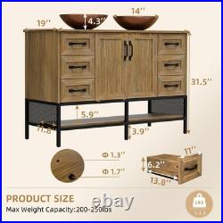 48 Bathroom Vanity with Vessel Sink Wood Storage Cabinet 6 Drawers Freestanding