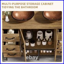 48 Bathroom Vanity with Vessel Sink Wood Storage Cabinet 6 Drawers Freestanding