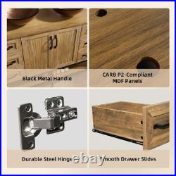 48 Bathroom Vanity with Vessel Sink Wood Storage Cabinet 6 Drawers Freestanding