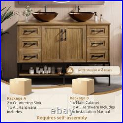 48 Bathroom Vanity with Vessel Sink Wood Storage Cabinet 6 Drawers Freestanding