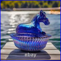 5 Pony Vintage Style Cobalt Carnival Old Westmoreland Mold By Mosser for Rosso