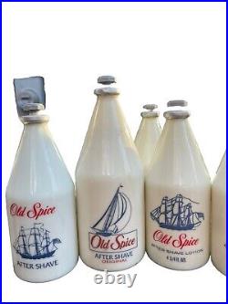 6 Vintage Old Spice Bottles -All Are After Shave- Empty- Several Styles