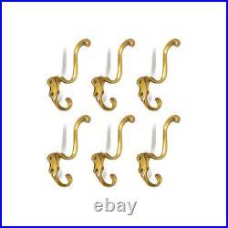 6 solid brass 5.1/4 curly Antique vintage old Style coat hangers heavy Hooks