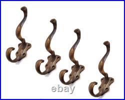 6 solid brass 5.1/4 curly Antique vintage old Style coat hangers heavy Hooks