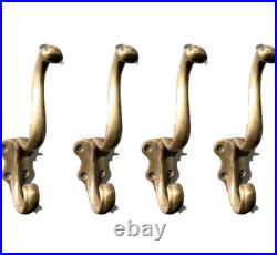 6 solid brass 5.1/4 curly Antique vintage old Style coat hangers heavy Hooks