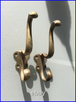 6 solid brass 5.1/4 curly Antique vintage old Style coat hangers heavy Hooks
