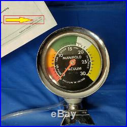60s Vintage Accurate Ind Accessory VACUUM GAUGE hot rod muscle car chrome AI