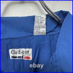 90S Chic Elegant Cuban Shirt Embroidery Decoration Old Clothes Xl Blue