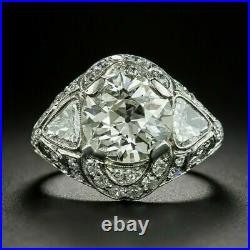 9Ct Old European Cut Diamond Three Stone Art Deco Engagement Ring 14k White Gold