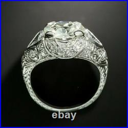 9Ct Old European Cut Diamond Three Stone Art Deco Engagement Ring 14k White Gold