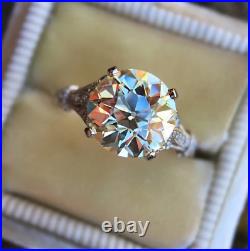 9mm Old European Moissanite Vintage Style Engagement Ring S925 Sterling Silver