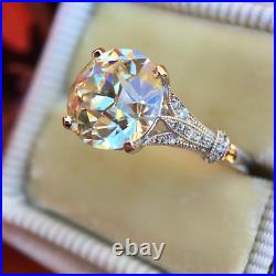 9mm Old European Moissanite Vintage Style Engagement Ring S925 Sterling Silver