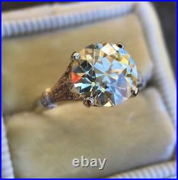 9mm Old European Moissanite Vintage Style Engagement Ring S925 Sterling Silver