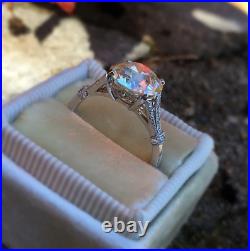 9mm Old European Moissanite Vintage Style Engagement Ring S925 Sterling Silver